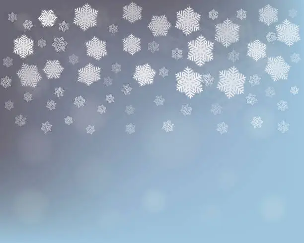 Vector illustration of dark Christmas snowflakes background