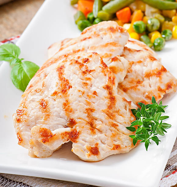 istock Grilled chicken breasts and vegetables 495603141