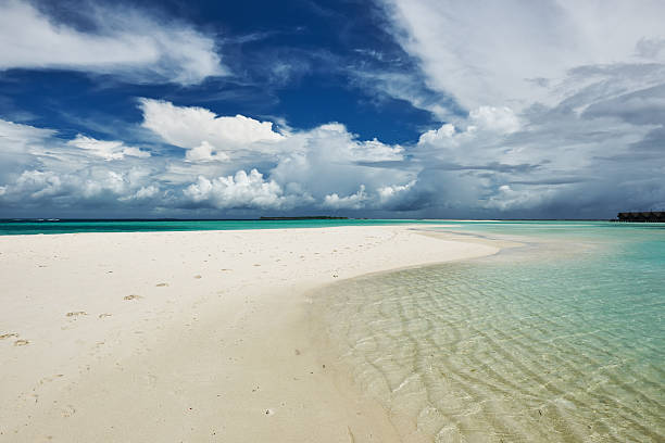 istock Beautiful beach with sandspit at Maldives 495603745