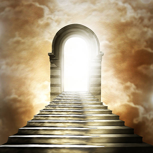 istock Staircase leading to heaven or hell. Light at the End 495603963