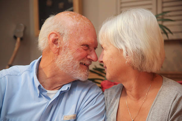 istock Senior Couple, Nose to Nose 495604200