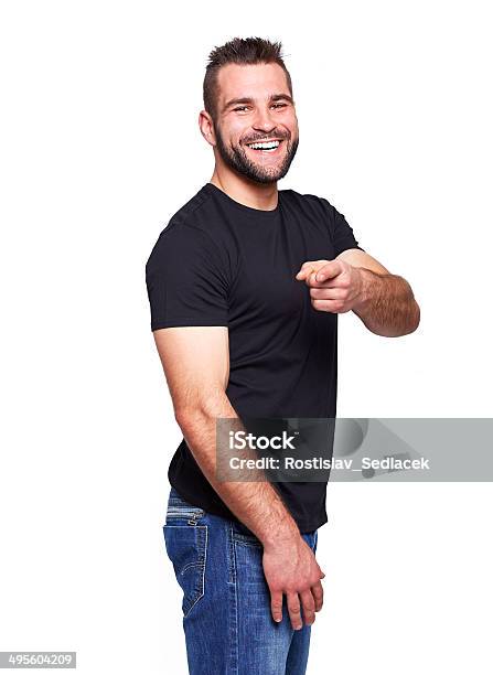 Young Happy Man In A Black Tshirt Stock Photo - Download Image Now - Adult, Adults Only, Beautiful People