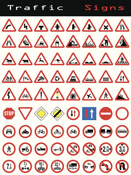 ilustrações, clipart, desenhos animados e ícones de sinal de tráfego collection 2 - one way stop stop sign street