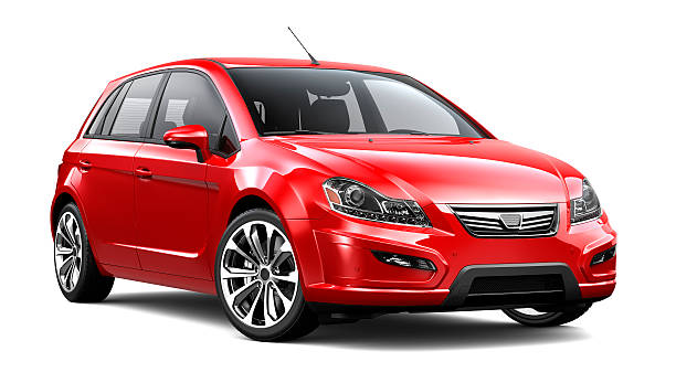 汎用小型赤色車 - compact car ストックフォトと画像