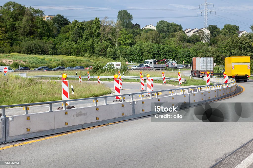 German highway, construção de site e saída - Foto de stock de Autoestrada royalty-free
