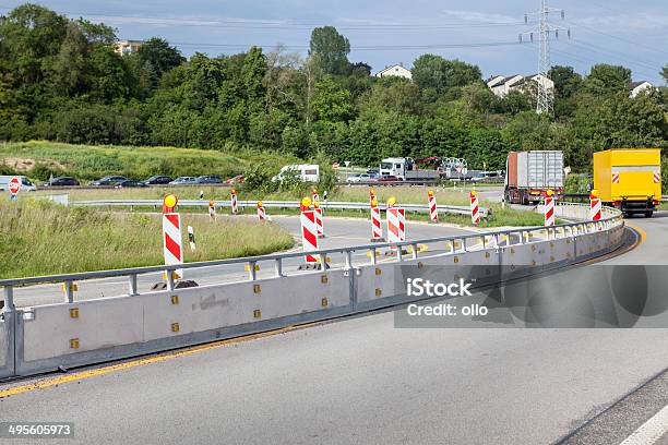 Foto de German Highway Construção De Site E Saída e mais fotos de stock de Autoestrada - Autoestrada, Barreira de Construção, Branco