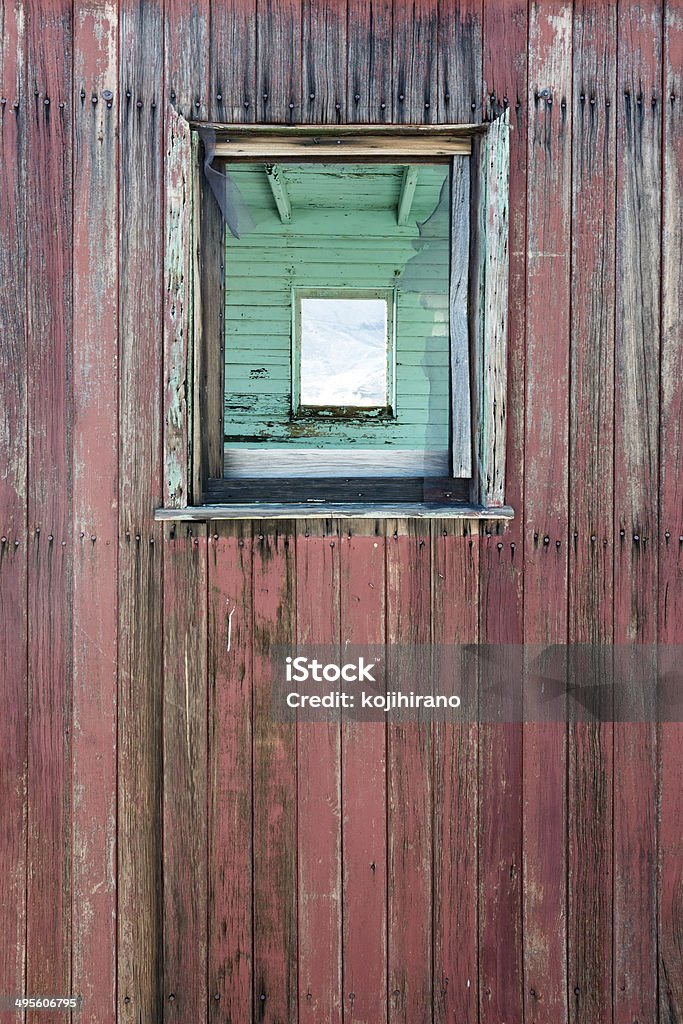 Weathered Wood Wall and Window Abandoned Stock Photo