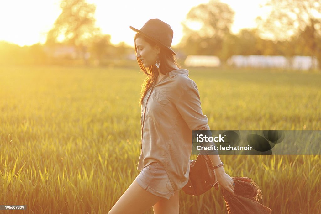 walk in sunlight vintage toned summertime fashion Nature Stock Photo