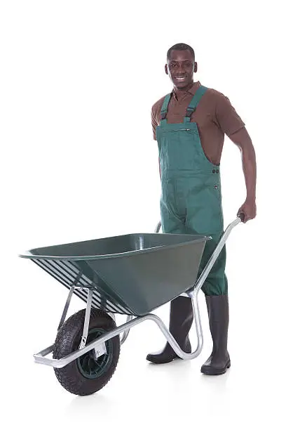 Photo of Male Gardener With Wheelbarrow