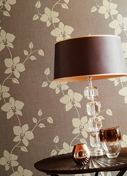istock Closeup of neutral patterned wallpaper 495610051