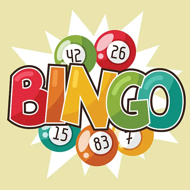 Vector illustration of Bingo or lottery retro game illustration with balls