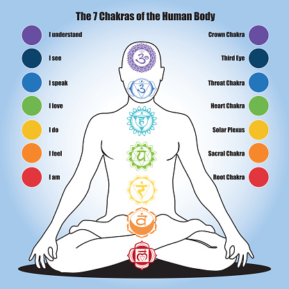 Ilustración de Siete Chakras Del Cuerpo Humano y más Vectores Libres de de - Chakra, Loto, Cuerpo humano - iStock