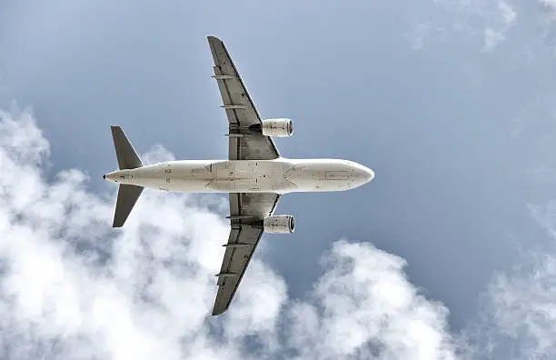 Photo of Isolated airplane seen from below