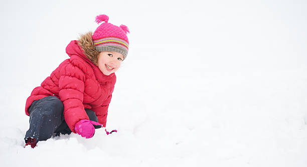 istock Happy child girl on a winter walk. 495613848