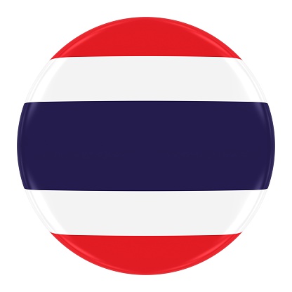 Thai Flag Badge - Flag of Thailand Button Isolated on White