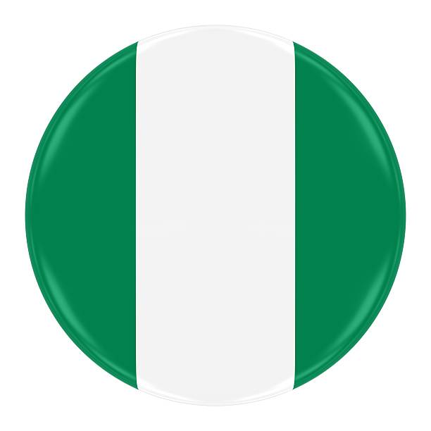 Nigerian Flag Badge - Flag of Nigeria Button Isolated on White