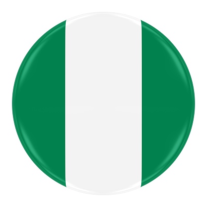Nigerian Flag Badge - Flag of Nigeria Button Isolated on White