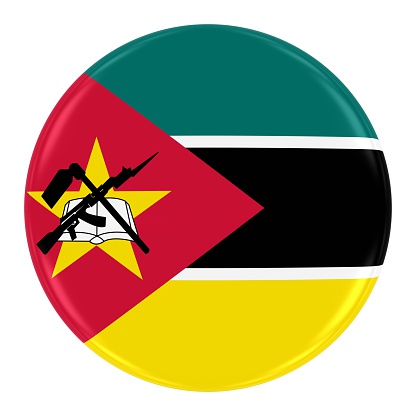 Mozambican Flag Badge - Flag of Mozambique Button Isolated on White