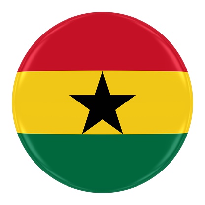Ghanaian Flag Badge - Flag of Ghana Button Isolated on White