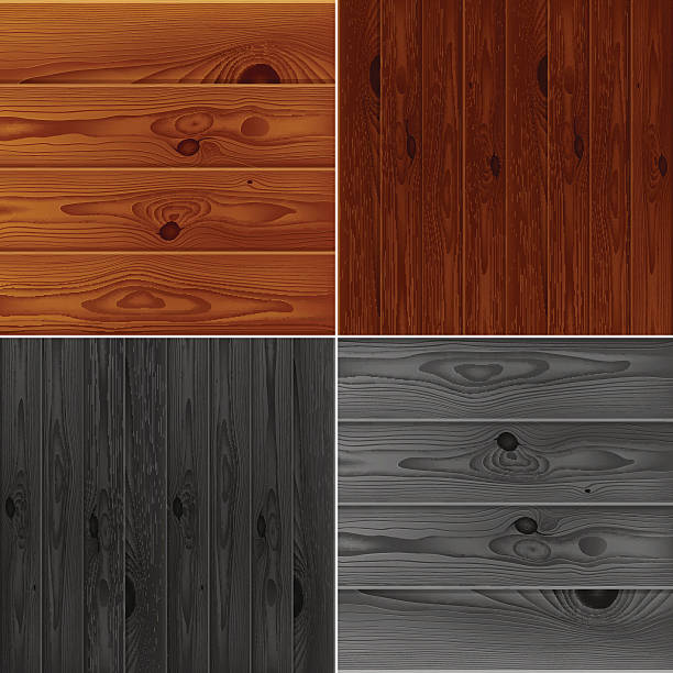 illustrazioni stock, clip art, cartoni animati e icone di tendenza di set di realistici marrone e grigio tavole legno texture - lumber industry timber tree redwood