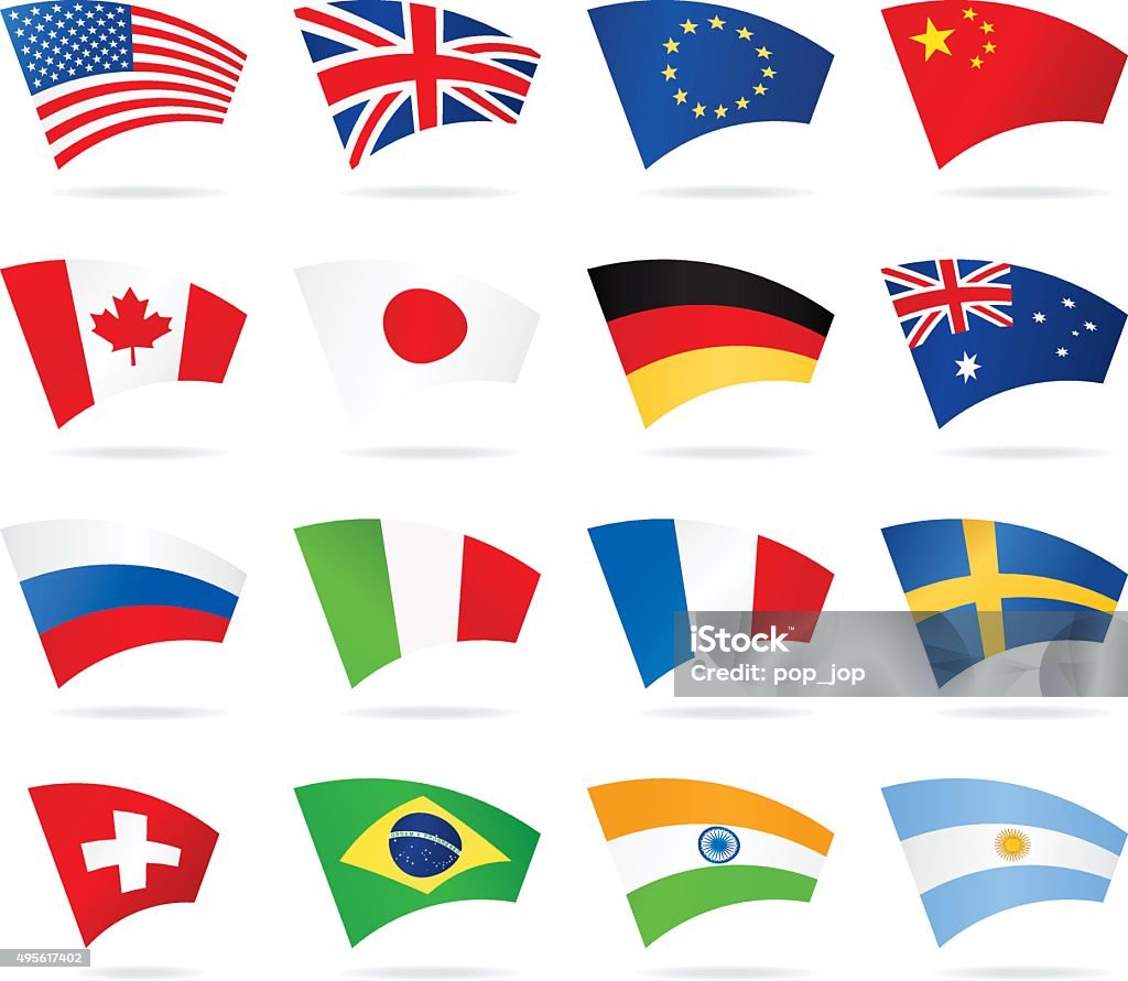 Arc Flags - Most Popular Vector Set of Most Popular Flags 2015 stock vector