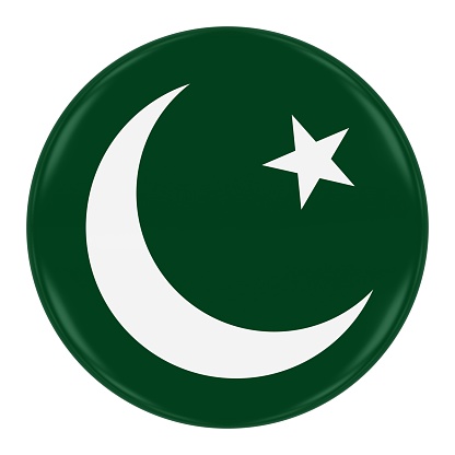 Pakistan Flag Badge - Flag of Pakistani Button Isolated on White