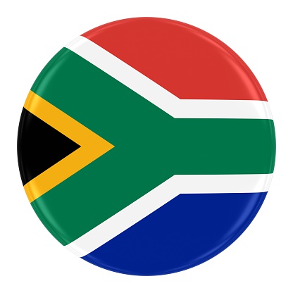 South African Flag Badge - Flag of South Africa Button Isolated on White