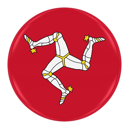 Manx Flag Badge - Flag of the Isle of Man Button Isolated on White