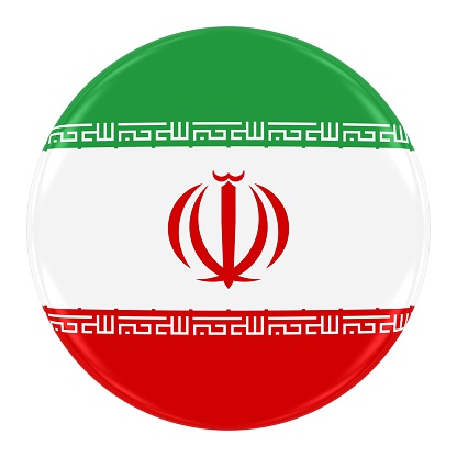 Iranian Flag Badge - Flag of Iran Button Isolated on White