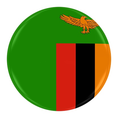 Zambian Flag Badge - Flag of Zambia Button Isolated on White