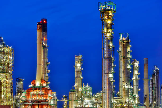 istock Petrochemical Plant Illuminated at Dusk 495621586