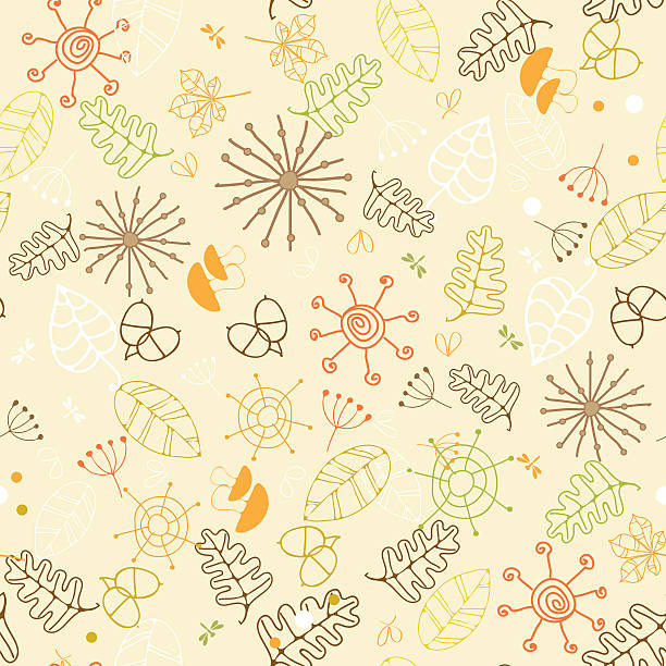 Hand-drawn autumn seamless vector art illustration