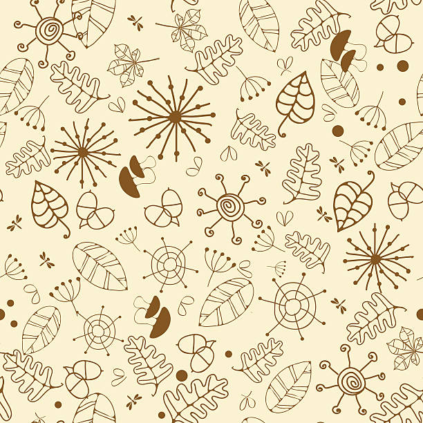 Hand-drawn autumn seamless vector art illustration