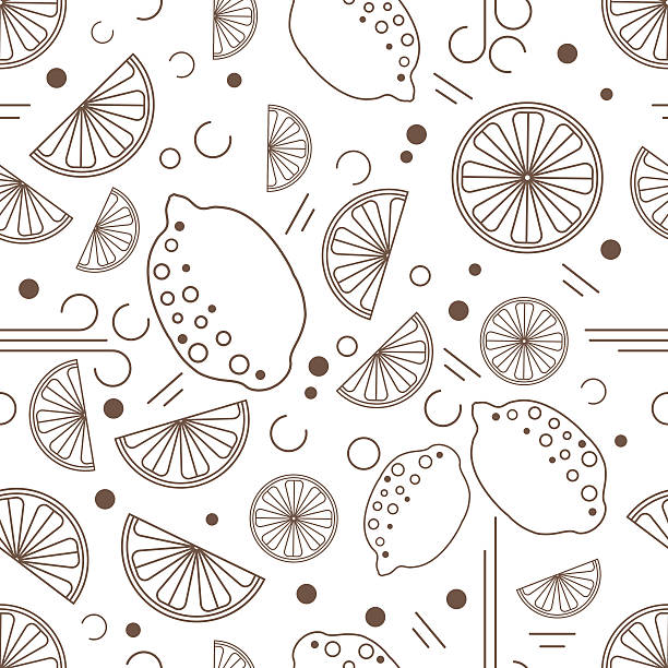 Vector lemon seamless pattern vector art illustration