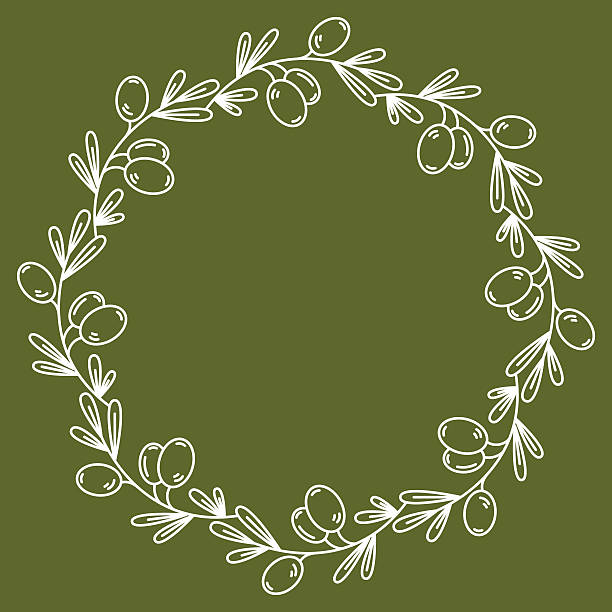 Vector olive wreath isolated on green. For design restaurant men vector art illustration