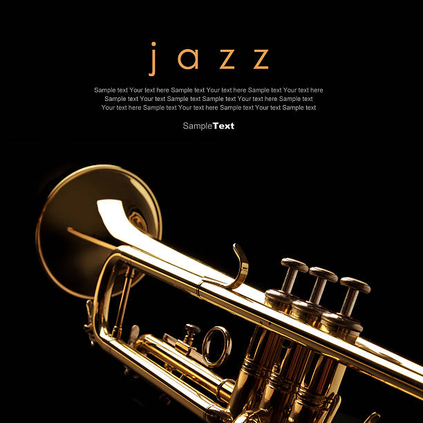 trompete em fundo preto - jazz music trumpet valve - fotografias e filmes do acervo