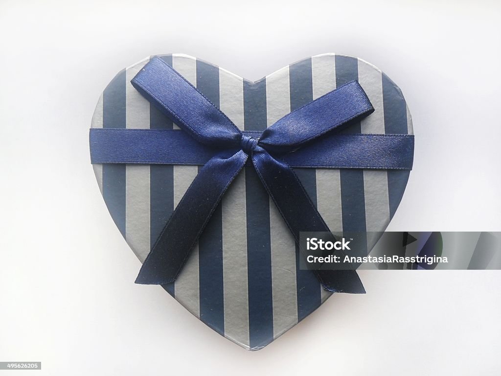 blue box coração isolado fundo branco - Royalty-free Afixar Cartaz Foto de stock