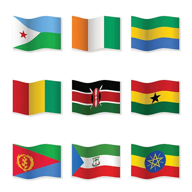 Vector illustration of Waving flags of different countries