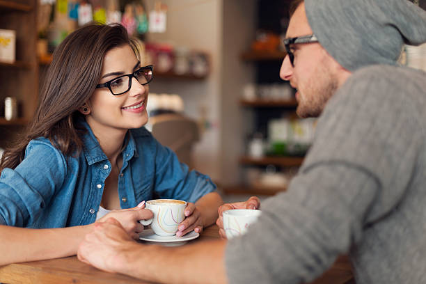 istock Loving couple on date at cafe 495626765