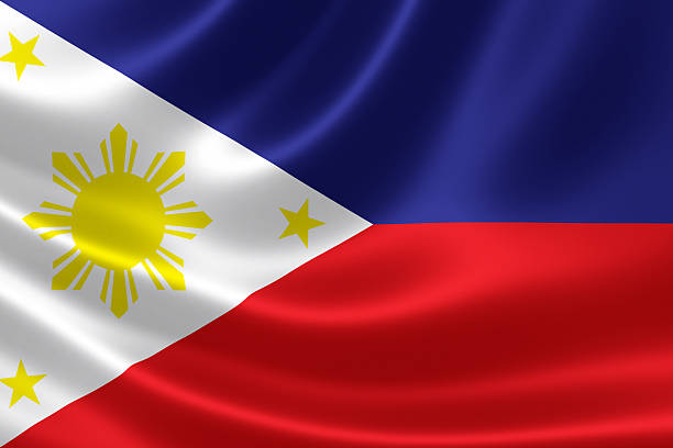 филиппины национальный флаг крупным планом - philippino flag стоковые фото и изображения