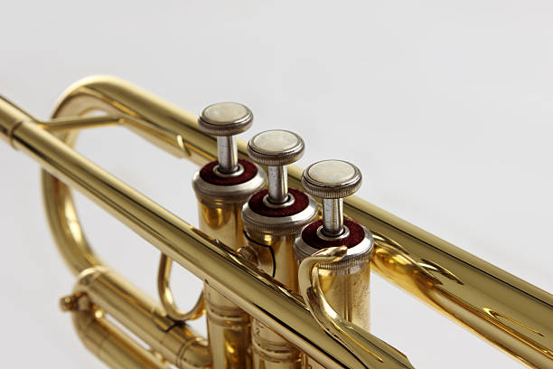 golden tromba dettaglio - close up nightclub trumpet nobody foto e immagini stock