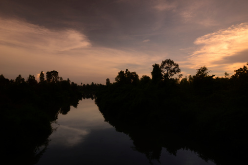 The evening mood in the province of Amnat Charoen northwest of Ubon Ratchathani in northeastern Thailand in South East Asia.