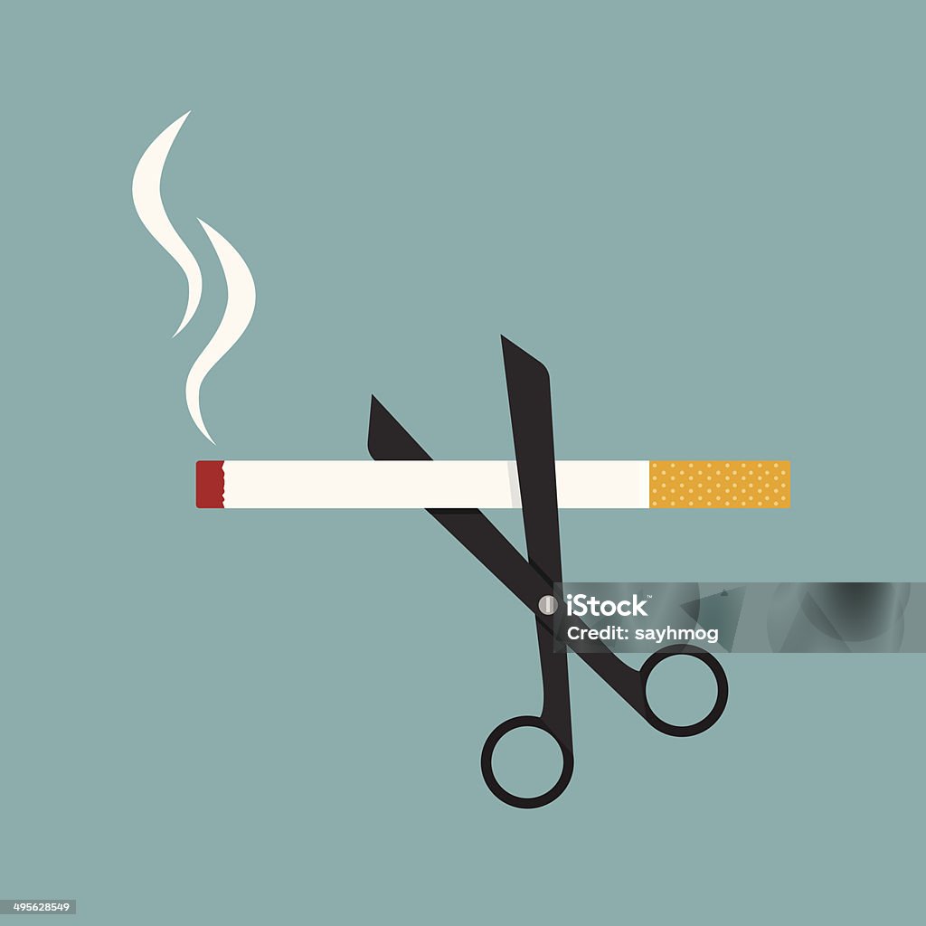 scissors cut a cigarettes scissors cut a cigarettes, concept for anti smoking Quitting Smoking stock vector