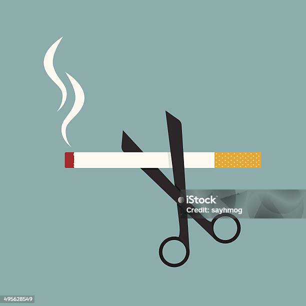 Scissors Cut A Cigarettes Stock Illustration - Download Image Now - Quitting Smoking, Cigarette, No Smoking Sign