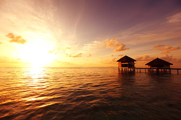 istock maldivian houses on sunrise 495628805