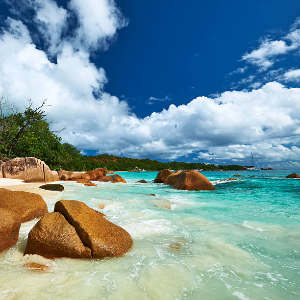 istock Beautiful beach at Seychelles 495629243