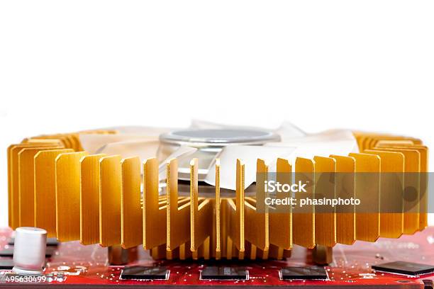 Cooling Fan On Display Card Stock Photo - Download Image Now - CPU, Capacitor, Circuit Board