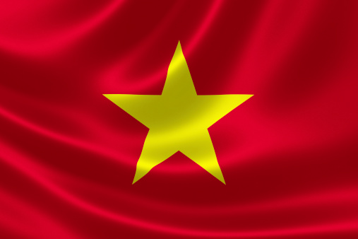 3D rendering of Vietnamese flag on silky fabric