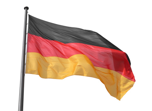 The national German flag of Germany isolated over white