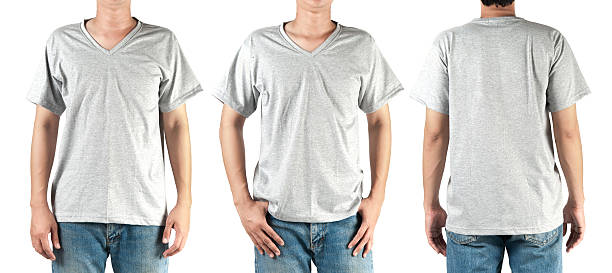 istock Gray t shirt on man template on white background 495634604